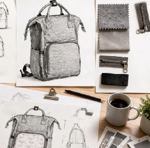 Diaper bag design and material development board