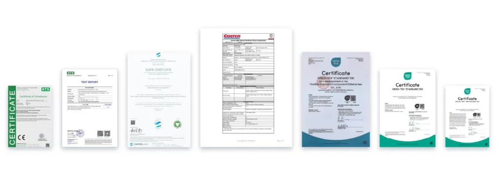Examples of product compliance and material certificates